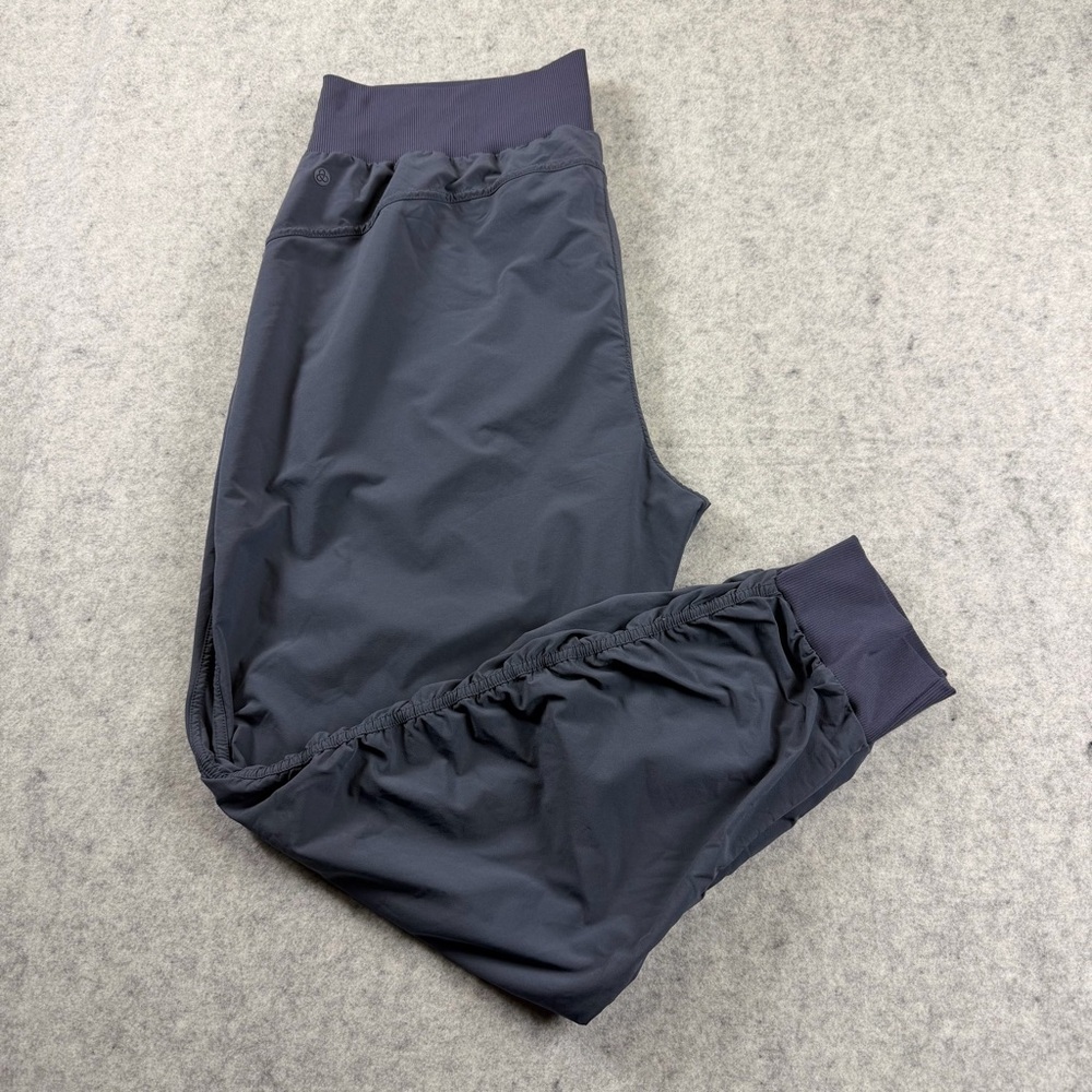 Zella Women's Gray Ruched Track Pants Joggers Sz L Elastic Drawstring Waistband